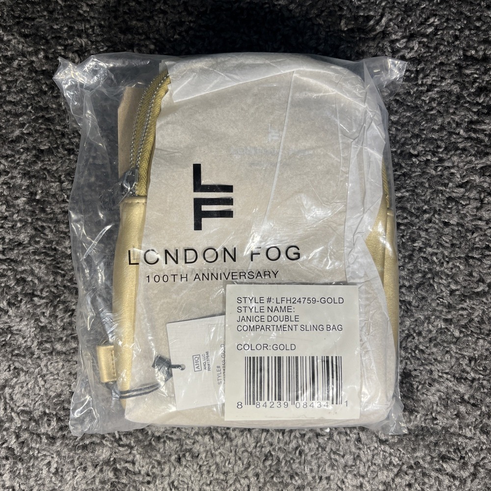 London‎ Fog Janice Gold Sling Bag Crossbody Double Compartment NWT $68
